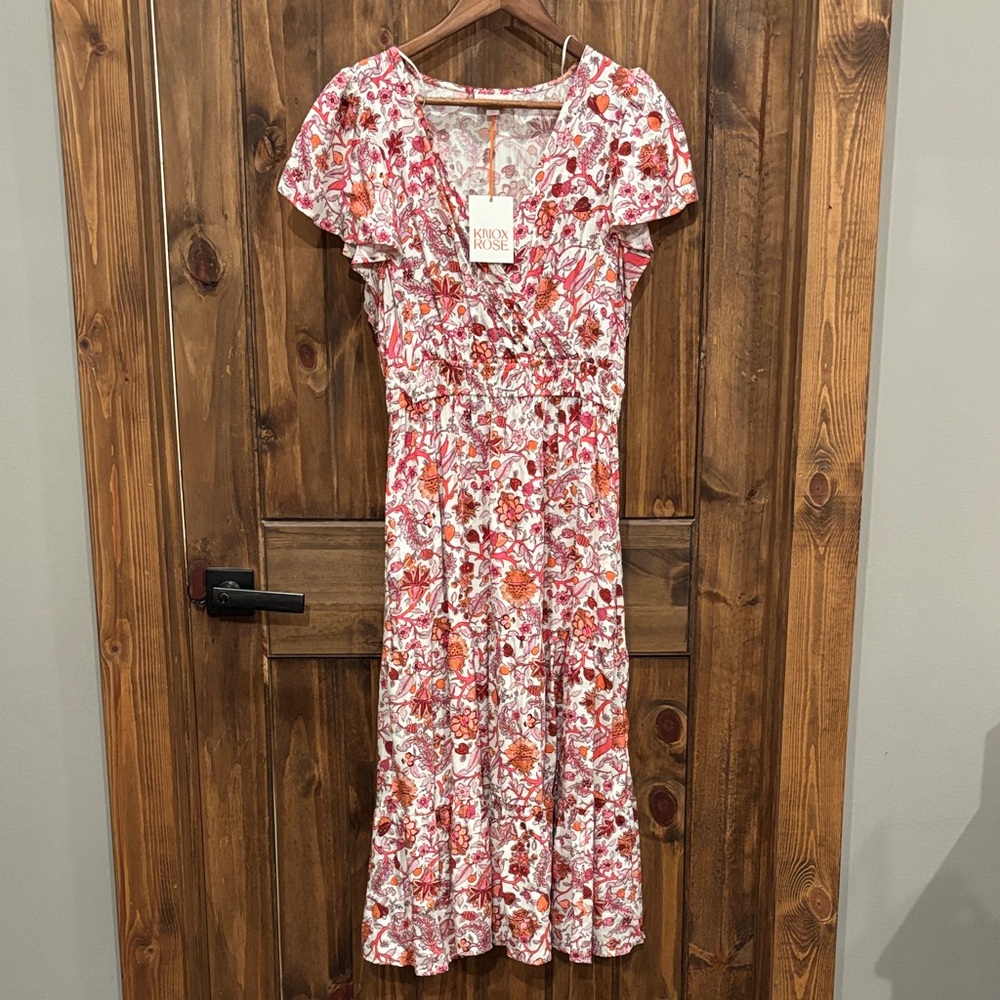 Knox Rose Red and White Floral Midi Dress